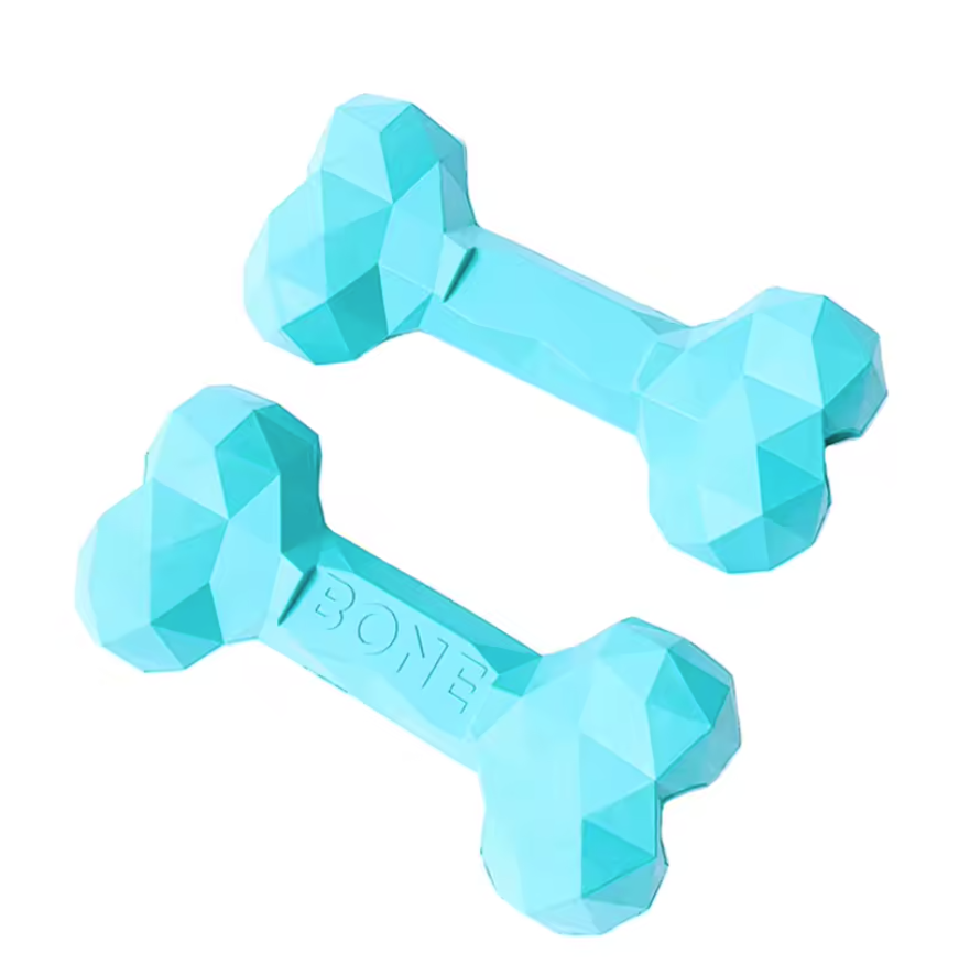 Bone Chew Toys Aggressive Chewers Rubber Dog Training Toy - Blue