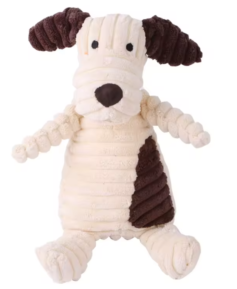 Durable Squeaky Corduroy Fleece Plush Dog Chew Toys for Teething Training Bite Resistant